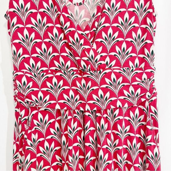 Boden Womens Effie Palm Print Stretch Jersey Dress Sleeveless US 8 Red White - Picture 5 of 10